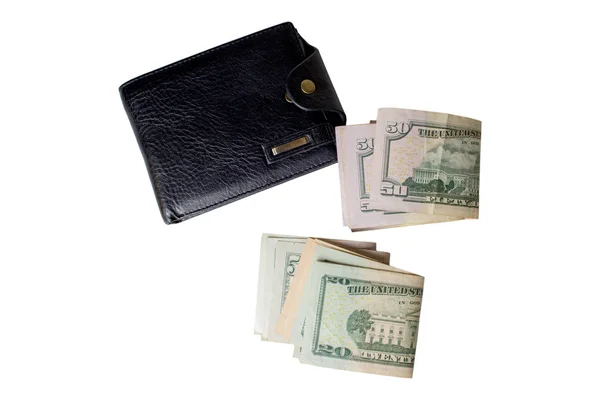 Black men's purse with money Stock Photo