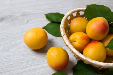 taze kayısı sepeti ahşap tablo