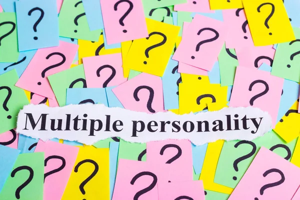 Multiple personality Syndrome text on colorful sticky notes Against the background of question marks