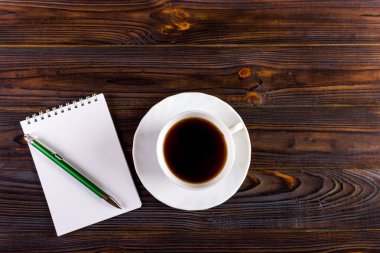Boş Pad kağıt için kendi metninizi, kalem kahve hazır