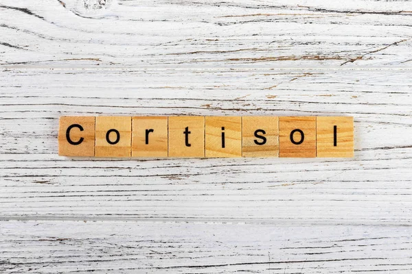 Palabra CORTISOL hecha con concepto de bloques de madera — Foto de Stock