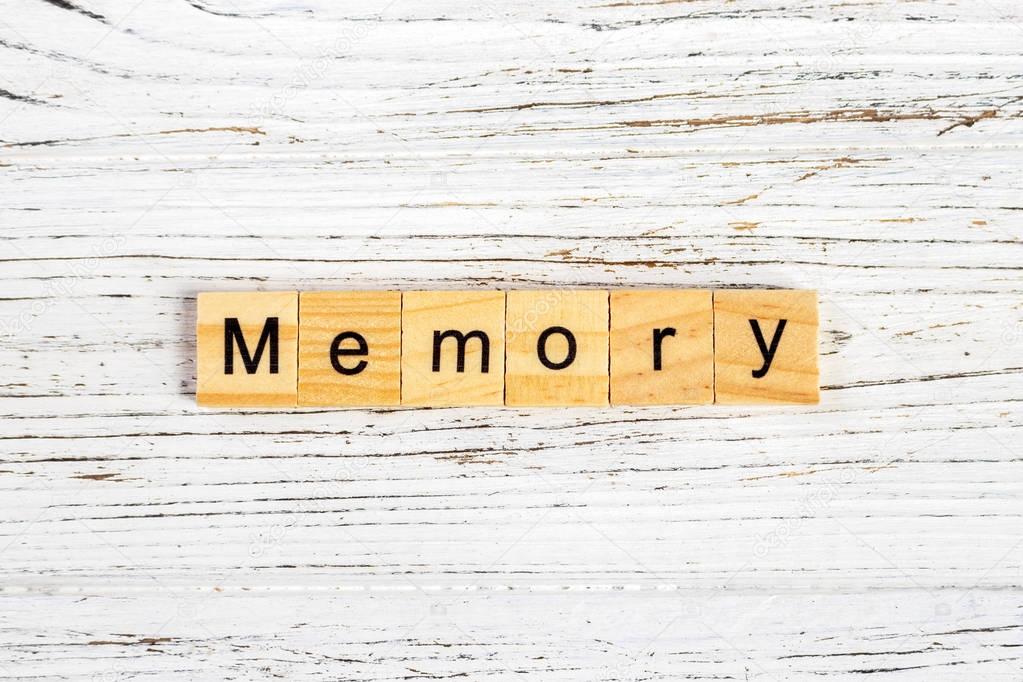 MEMORY word made with wooden blocks concept