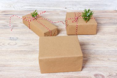 Hediye. paketleri hediye, adım adım Üstten Görünüm