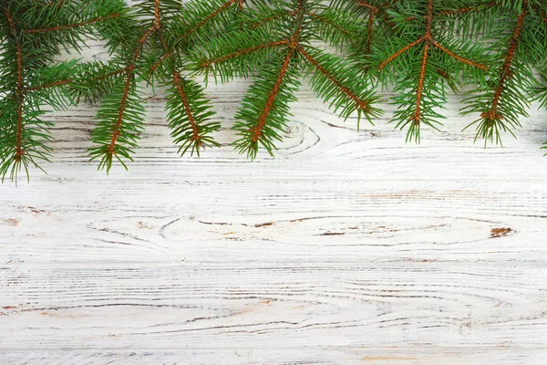 圣诞木制背景和枞树和雪。查看与您的文本的副本空间 — 图库照片