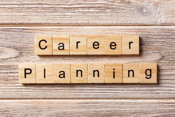 Career planning word written on wood block. career planning text on table, concept — Stock Photo, Image
