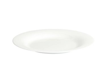 Beyaz arkaplanda boş bir plaka izole edildi