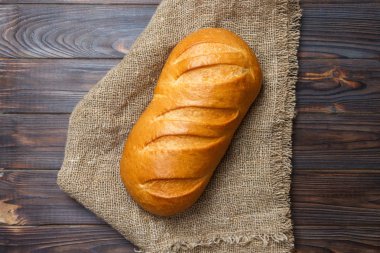 Geleneksel taze ekmek close-up. Üstten Görünüm