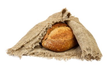 Kumaş üzerinde beyaz izole, taze ekmek