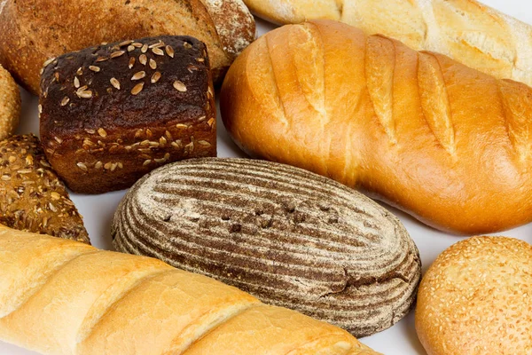 Composition with bread and rolls close up — Stock Photo, Image