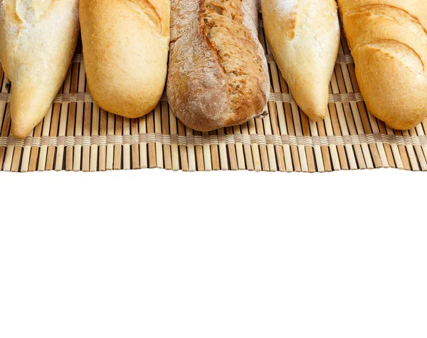 Varios de baguette francés aislado sobre fondo blanco —  Fotos de Stock