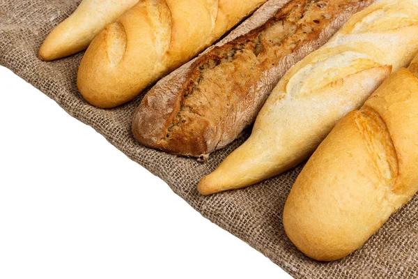 Französisches Baguettetuch isoliert auf weißem Hintergrund — Stockfoto