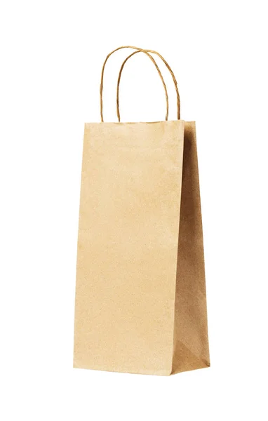 흰색 배경에 분리 된 간단 한 갈색 재활용 종이 가방 — 스톡 사진