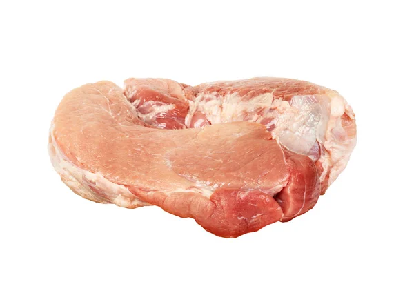 Frisches rohes Schweinefleisch isoliert, weißer Hintergrund. Selektiver Fokus — Stockfoto