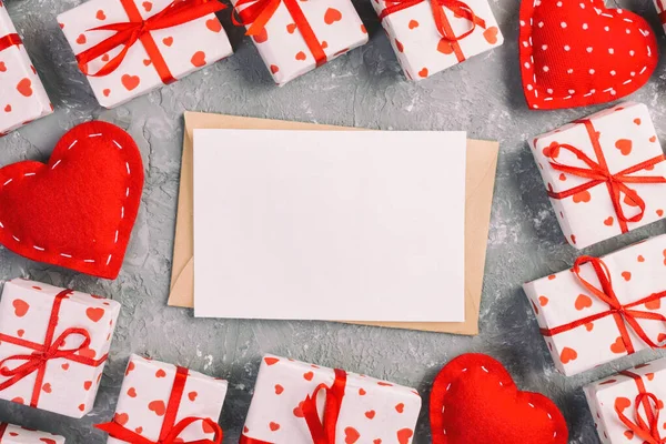 Envelope Mail With Red Heart And Gift Box Over Grey Cement Background Valentine Day Card Love Or Wedding Greeting Concept Stock Images Page Everypixel
