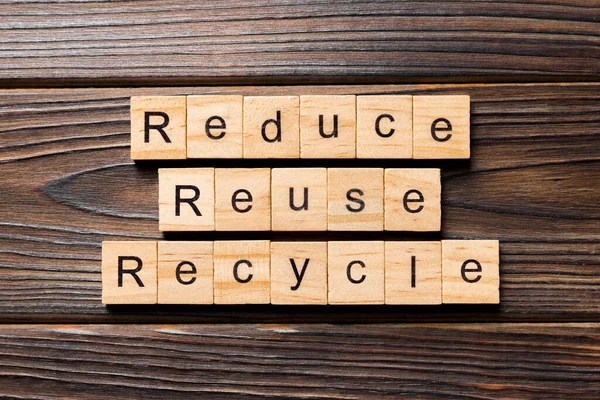 Réduire Réutiliser Recycler Les Mots Écrits Sur Des Blocs Bois — Photo