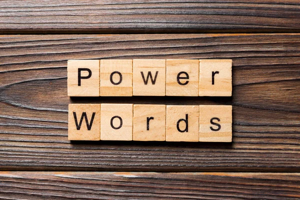 Poder Palavras Palavra Escrita Bloco Madeira Poder Words Texto Tabela — Fotografia de Stock