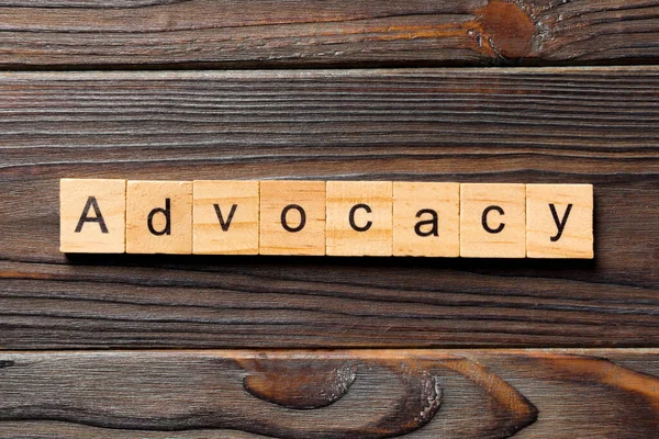 Advocacy Parola Scritta Blocco Legno Advocacy Testo Tavolo Legno Vostro — Foto Stock