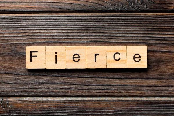 Fierce Word Written Wood Block Fierce Text Wooden Table Your — Stock Photo, Image