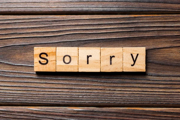 Tahta Blokta Yazdığım Için Özür Dilerim Üzgünüm Masadaki Metin Konsept — Stok fotoğraf