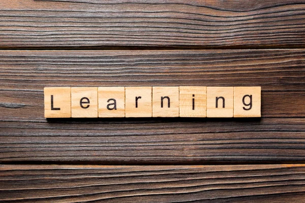 Learning Word Written Wood Block Learning Text Wooden Table Your — Stock Photo, Image