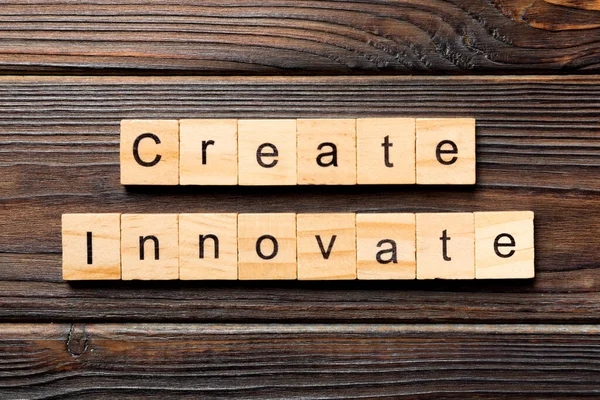 Create Innovate Word Written Wood Block Create Innovate Text Wooden — Stock Photo, Image