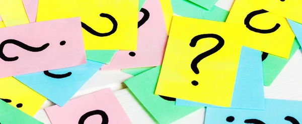 Just Lot Question Marks Colored Papers — Stock Photo, Image