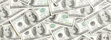 Amerikan para geçmişinin en üst görüntüsü. Bir tomar para. Kağıt banknotları kavramı.