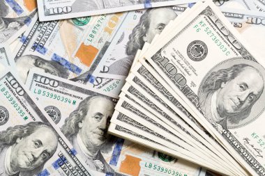 dolar yığını, para arka plan. Kopyalama alanı ile arka planda iş kavramının en iyi görünümü.