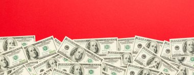 dolar faturaları açık renkli bir arka plan üzerinde a. kopya alanı, üst görünüm iş konsepti.