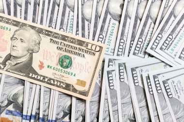 dolar yığını, para arka plan. Kopyalama alanı ile arka planda iş kavramının en iyi görünümü.