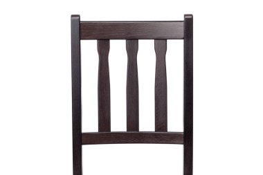 Kahverengi ahşap bir sandalyenin arkası. Yaklaş..