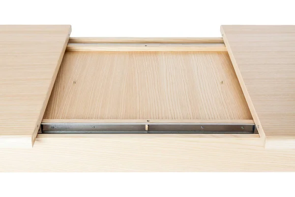 Elementos de acessórios para móveis, mesa de cozinha dobrável. Mesa moderna de madeira isolada sobre fundo branco. Cozinha mesa de jantar close-up . — Fotografia de Stock