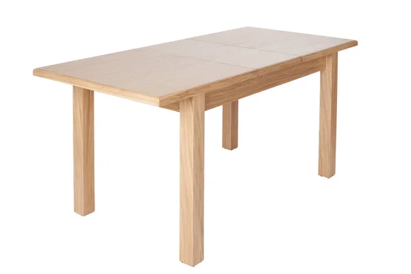 Mesa moderna de madera aislada sobre fondo blanco. Mesa de comedor cocina . Imágenes de stock libres de derechos