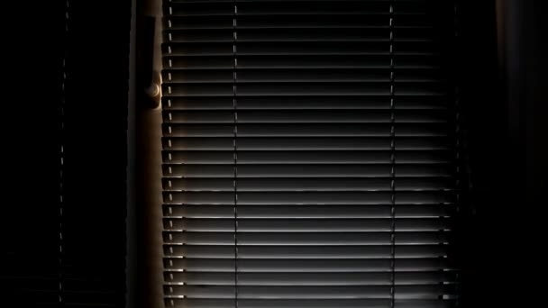 A man opens and closes the blinds. Blinds open and close. — Stock Footage Man Opens Closes Blinds Blinds Open Close Video Clip