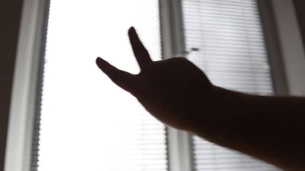 Silhouette Einer Männlichen Hand Mit Einem Zeichen Der Feindschaft — Stockvideo