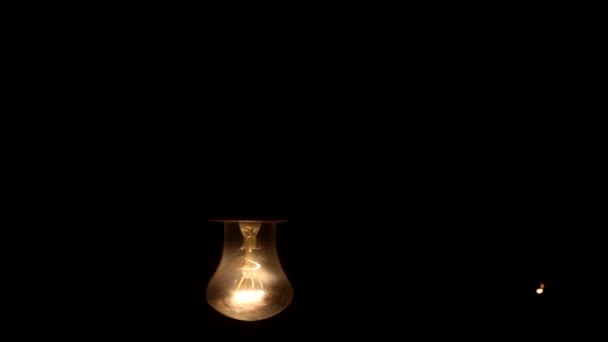 Old Incandescent Lamp Tungsten Filament Light Bulb Close — Stock Video