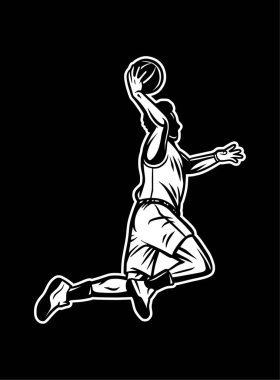 Vintage retro illustration of player run and do dribble black and white vector Vintage retro illustration of player run and do dribble black and white vector