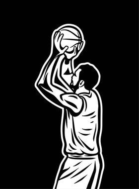 Oyuncu çalıştırma ve siyah ve beyaz dribble eski illüstrasyon