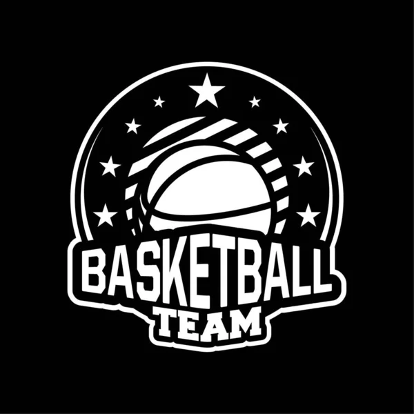 Insignia o emblema de baloncesto en estilo profesional moderno para su equipo de logotipo en blanco y negro — Vector de stock