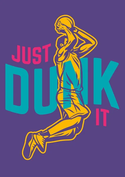 Απλά dunk παραθέτω σλόγκαν λέξεις με vintage εικόνα του παίκτη do dunk — Διανυσματικό Αρχείο