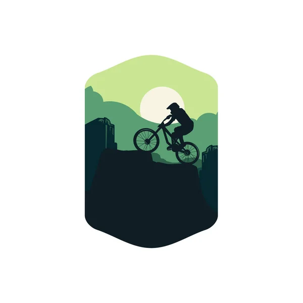 Ilustracja rower górski płaskie gradacja tło kolor zielony. znak logo znak symbol tshirt projekt plakat — Wektor stockowy