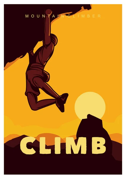 kaya tırmanışı poster illüstrasyonuna tırman