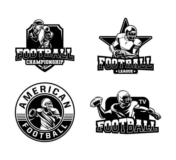 Amerikansk fotboll badge samling logotyp i svart och vitt — Stock vektor