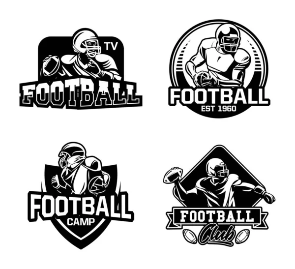 Coleção de crachá liga de futebol americano preto e branco —  Vetores de Stock