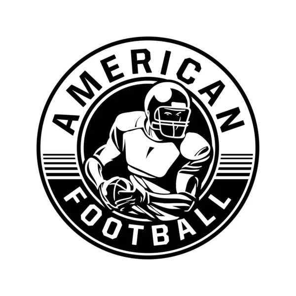 Cirkel emblem amerikansk fotboll svart och vitt — Stock vektor