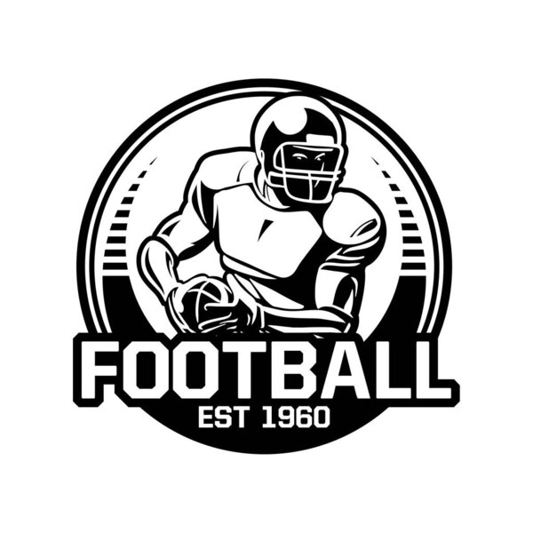 Football american badge circle black and white — Stock Vector