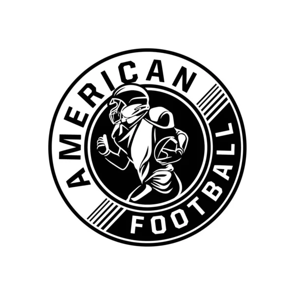 Badge cercle pour l'équipe américaine de football en noir et blanc — Image vectorielle
