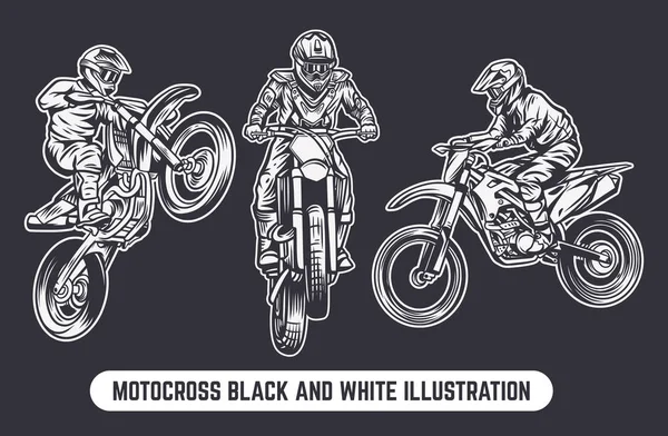 Motocross salto silhueta com pôr do sol fundo vintage retro ilustração —  Vetores de Stock