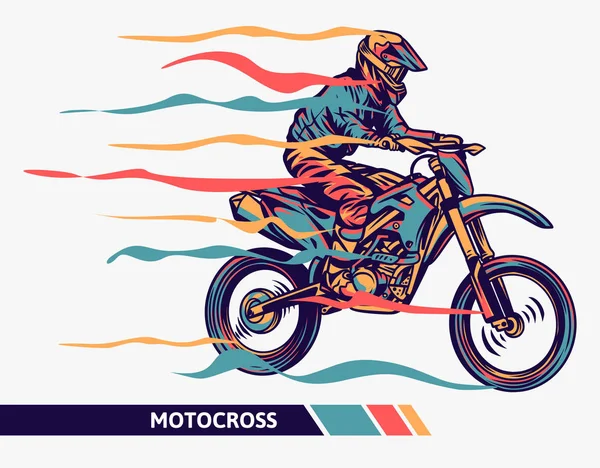 Illustration colorée de motocross avec mouvement graphique rapide sport extrême — Image vectorielle