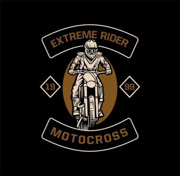 Piloto extremo motocross t camisa design prémio arte vetor ilustração modelo —  Vetores de Stock